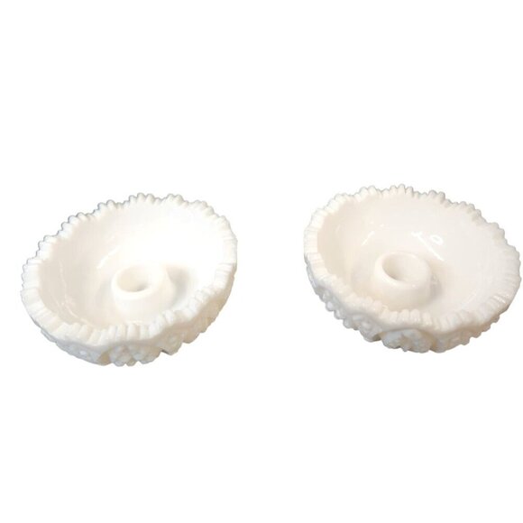 L.E. Smith Heritage 366 Milk Glass Taper Candle Holder set - Picture 3 of 8